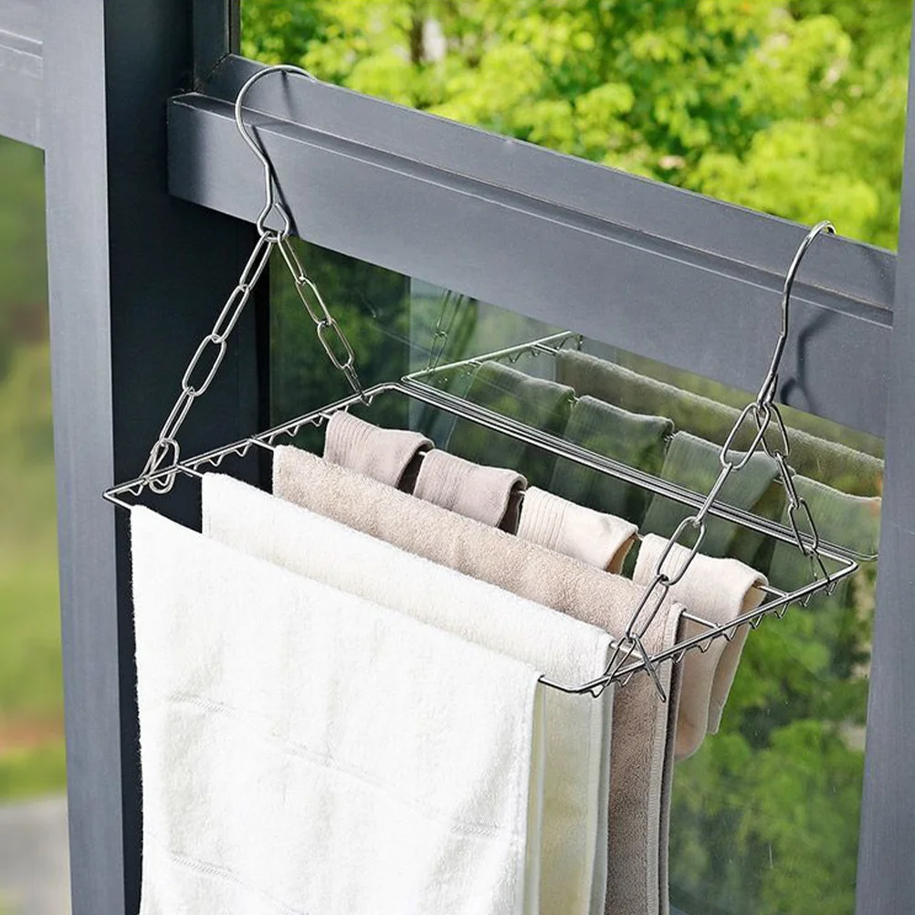 Balcony Drying Rack Clothes Window Outdoor Racks for Laundry Coat Hangers Sock Shoes Hanging Organizer Stainless Steel Clothing