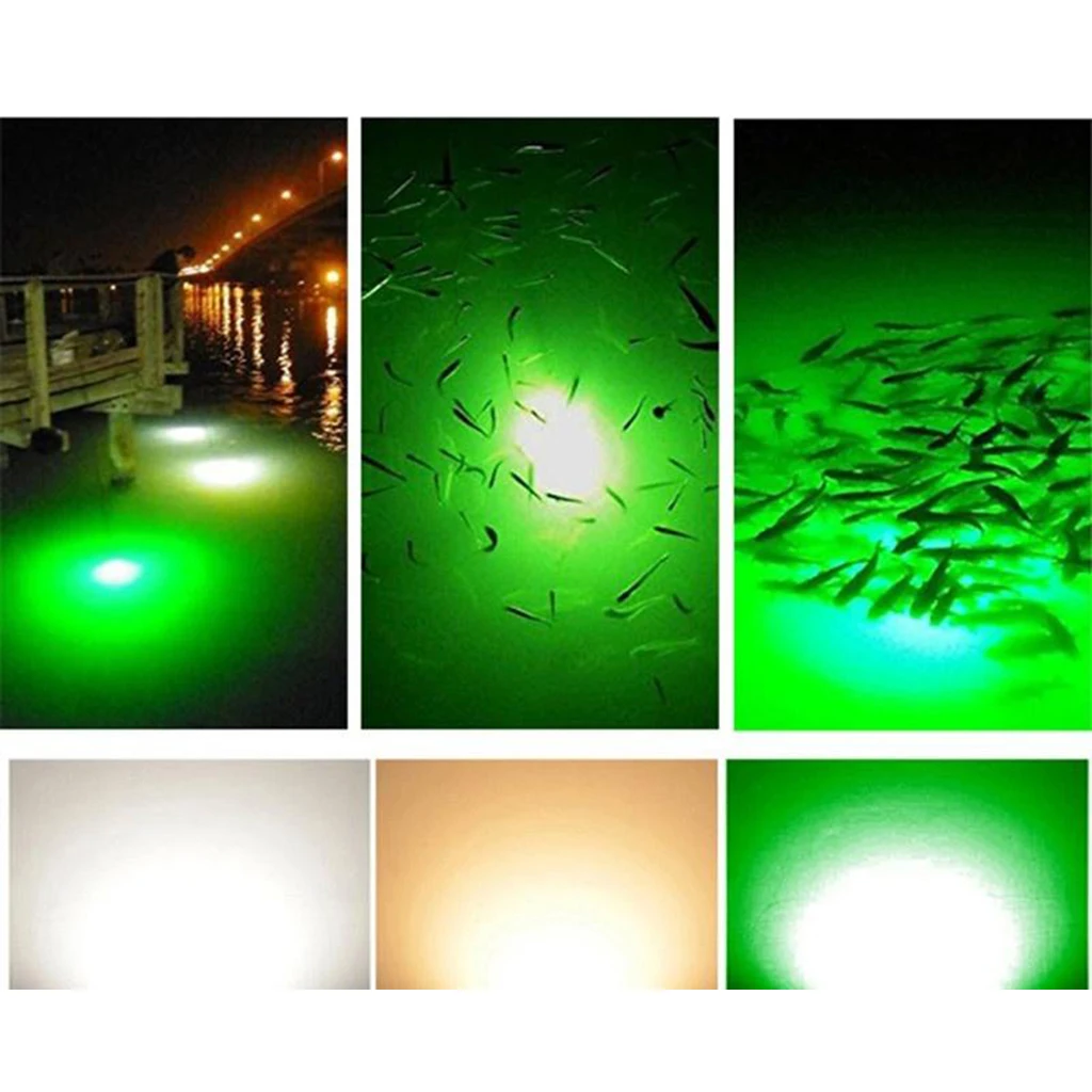 IP68 Waterproof 12V LED Green Underwater Fishing Light Attract Prawns Squid Lamp Aquarium Pool Fishing Tank Decorative Light