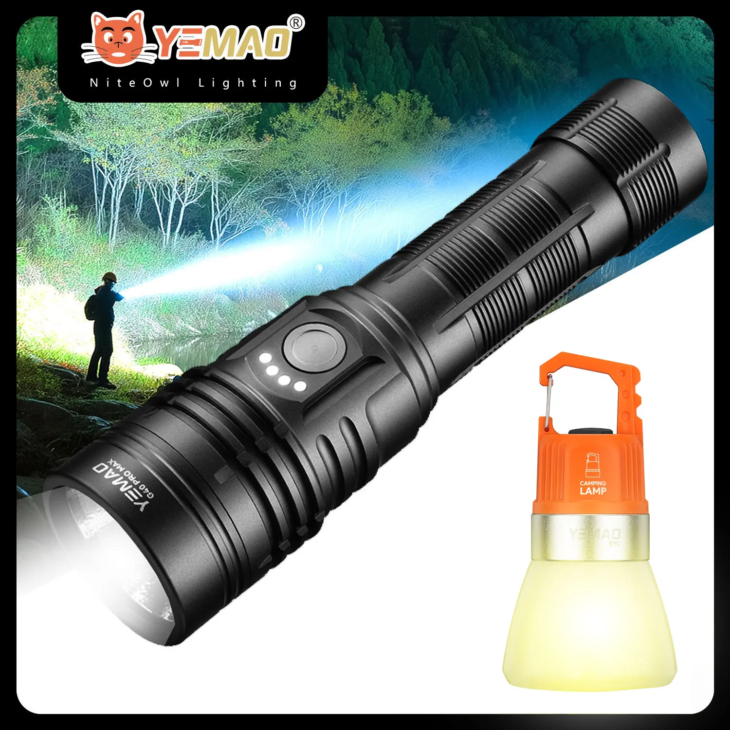 yemao-g40-プロマックス懐中電灯-3780-ルーメン-led-充電式トーチ屋外防水-418-メートル距離緊急検索懐中電灯