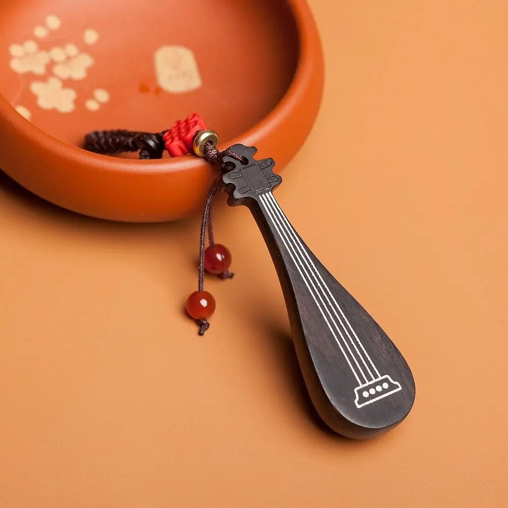 Wooden Musical Instrument Keychain Handmade Cultural Chinese Style KeyChain Guqin Style China-Chic Car Keyring Decoration