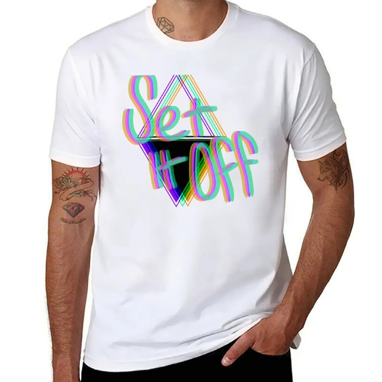 Set it Off Band Elsewhere Album Neon T-Shirt black cotton t-shirt plain for man package men t shirt cotton 100% T-Shirt
