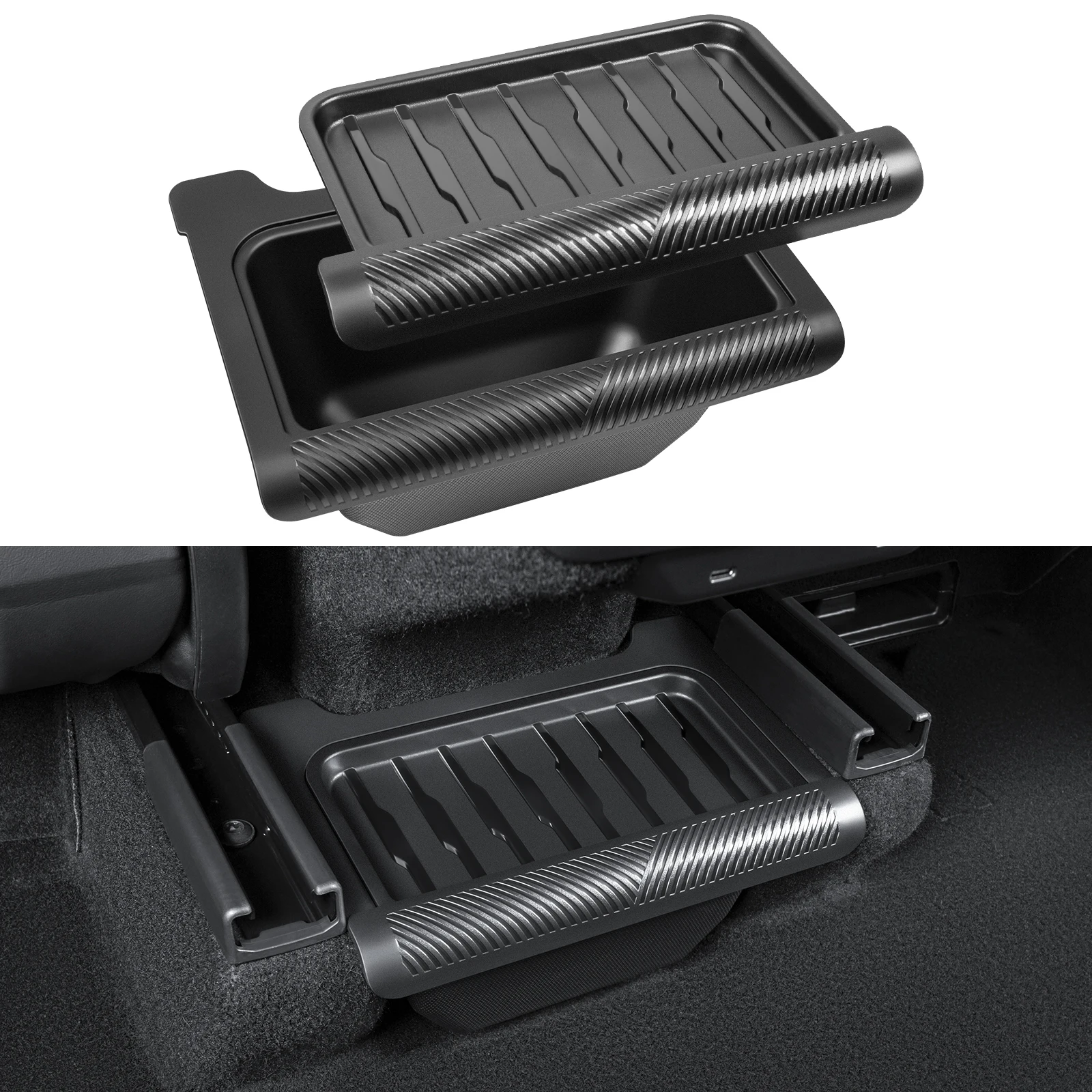 

Backseat Trash Can Organizer TPE Storage Box Underseat Storage Tray for 2025-2026 Tesla Model Y Juniper Accessories