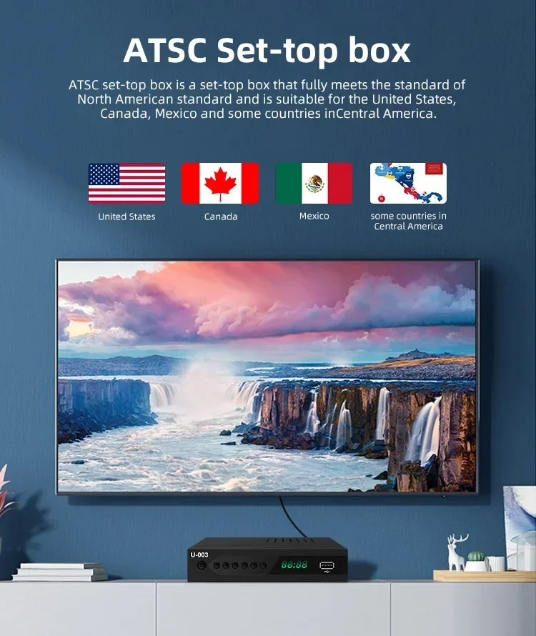 1080P صندوق محول التلفزيون الرقمي ATSC موالف التلفزيون مع التسجيل والتشغيل مخرج HDMI فك التشفير قناة رقمية مجانية لـ US CA MX