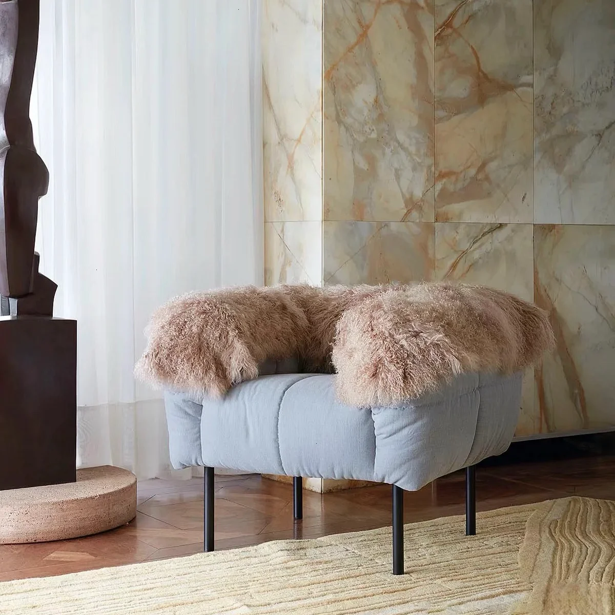 

Leisure chair Dressing stool Cloakroom Single sofa Living room Nordic fluffy chair