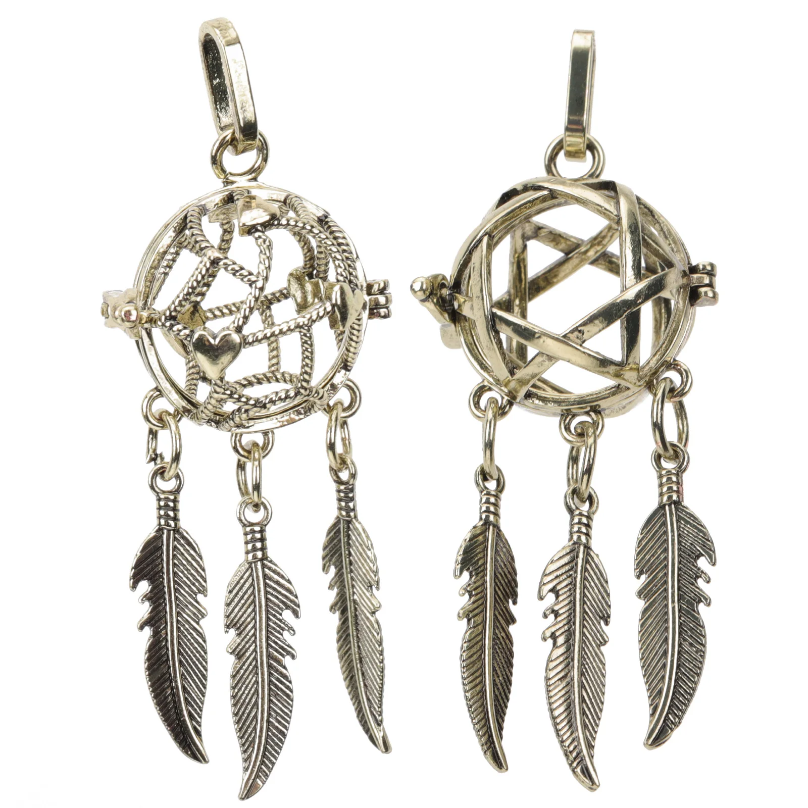

2Pcs Dreamcatcher Necklace Alloy Necklace Pendant Accessories Aroma Pills Balls for DIY Jewelry Aroma Pills Balls Container