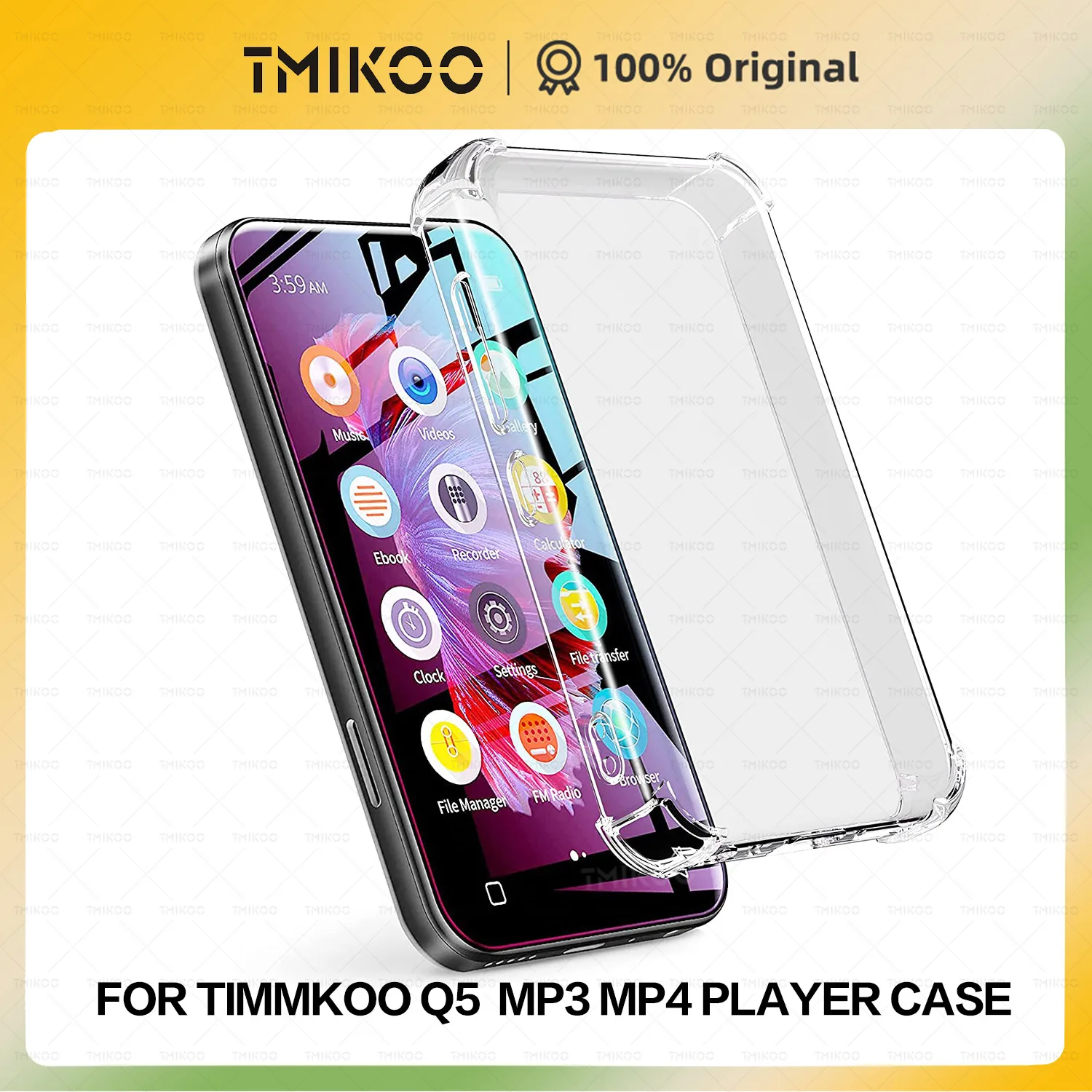 Funda para reproductor Mp3 TIMMKOO Q3E, Q5,Q8, cubierta transparente de TPU para reproductor Mp3, antiarañazos, absorción de impactos, funda transparente de 4,0 pulgadas