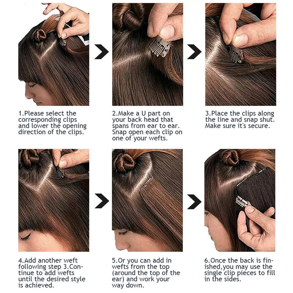 SPIKFN ブラウンブラジリアンマシンレミーストレートクリップ人毛エクステンション全頭 7 ピース/セット 14-24 インチボリュームヘア