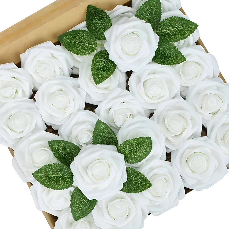 20 Stück künstliche Rosenblüten, 8 cm, Schaumstoff-Rosenblumen, Brautstrauß, Hochzeit, Party, Dekoration, Heimdekoration