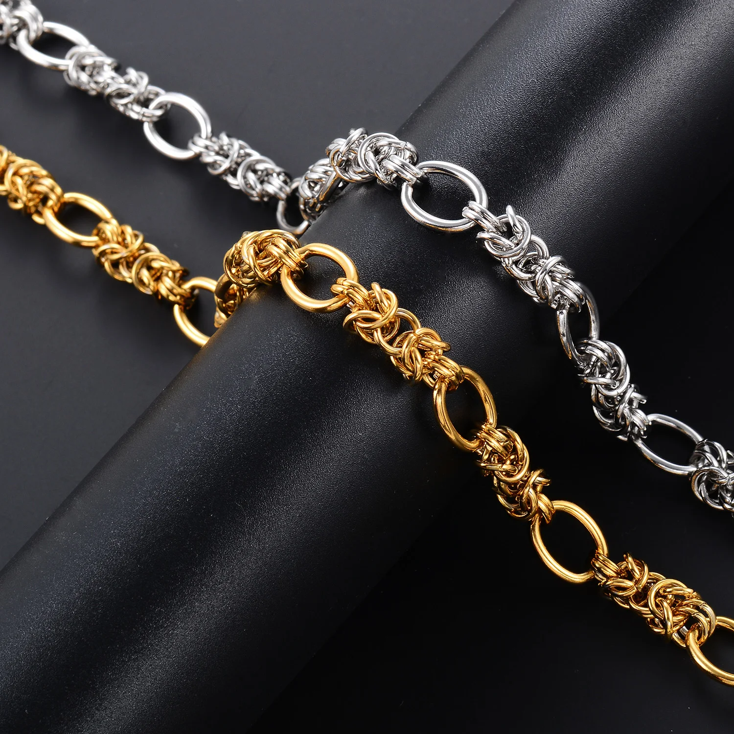 Gewebte Laternen-Byzantinische Halskette aus Edelstahl, 10mm Knotenkette, Hip-Hop-Choker, DIY-Schmuckzubehör für Männer und Frauen – Detail 6