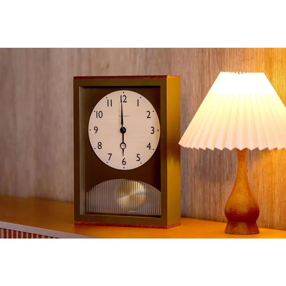 ساعة بندول ساعة حائط ساعة مكتب يابانية مصنوعة يدويًا من خشب الزان والبلوط والجوز ساعة من الخشب الصلب غير موقوتة تعمل بالبطارية عتيقة