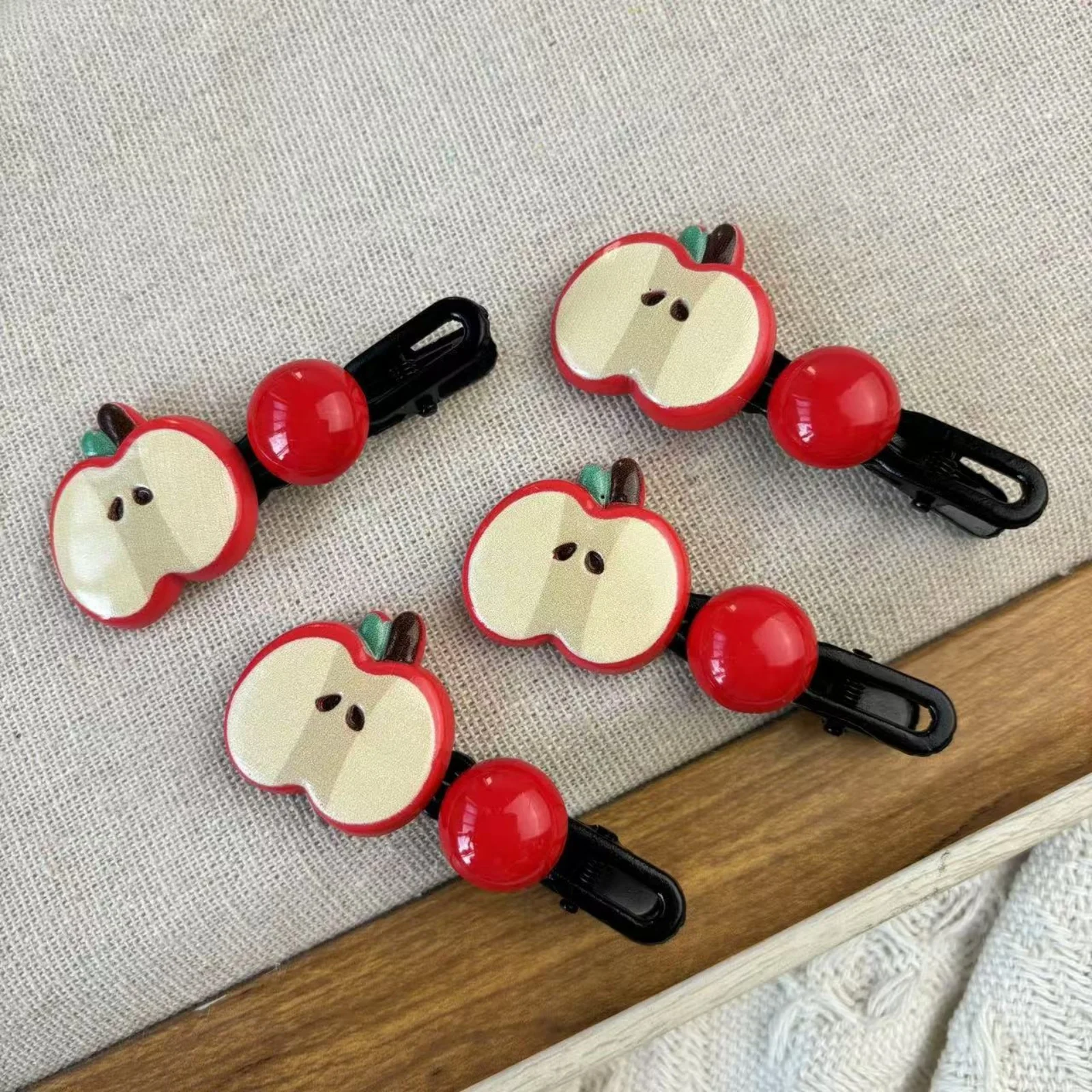 Cute Apple & Star Hair Clips Set, Adorable Accessories