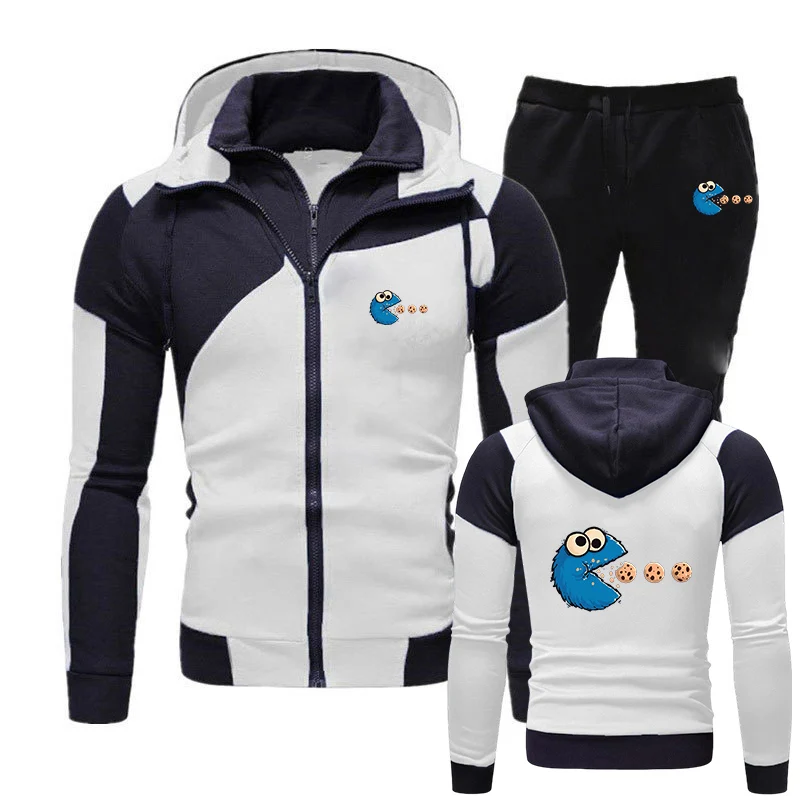 2025 Uomo NomNom-Cookie Adventure Logo grafico Stampa Primavera e autunno Comodo cappuccio con cerniera Felpe con cappuccio Pantaloni Tute