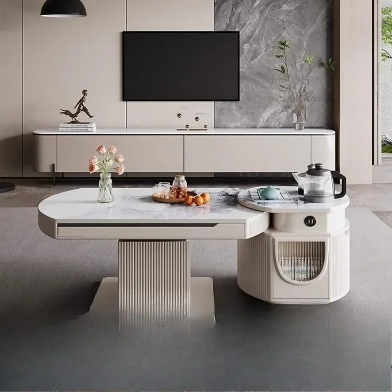 table with heating lift coffee table dual-purpose modern luxury telescopic folding induction cooker integrated table