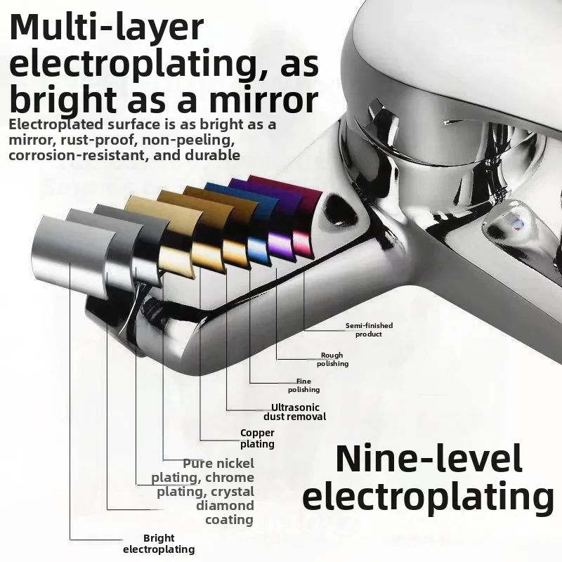 

All Copper Triple Shower Faucet Set Concealed Mixing Valve Hot Cold Household Bathtub Wall-Mounted Modern Minimalist Design