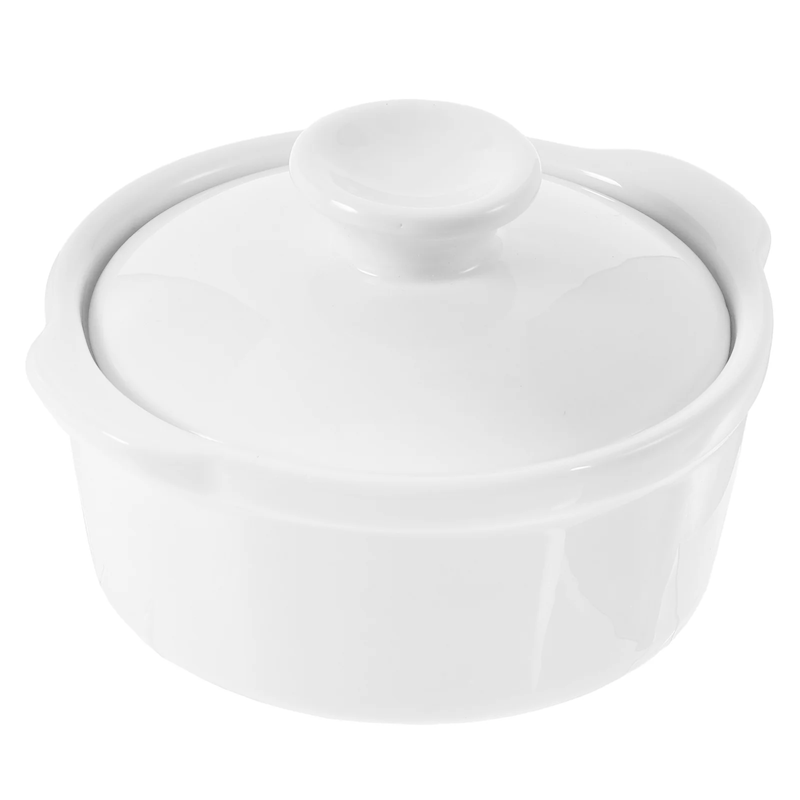 

Ceramic Soup Bowl with Lid Handle Elegant Decorative Covered Bowl for Rice Soup Noodles Steamed Egg Food Container