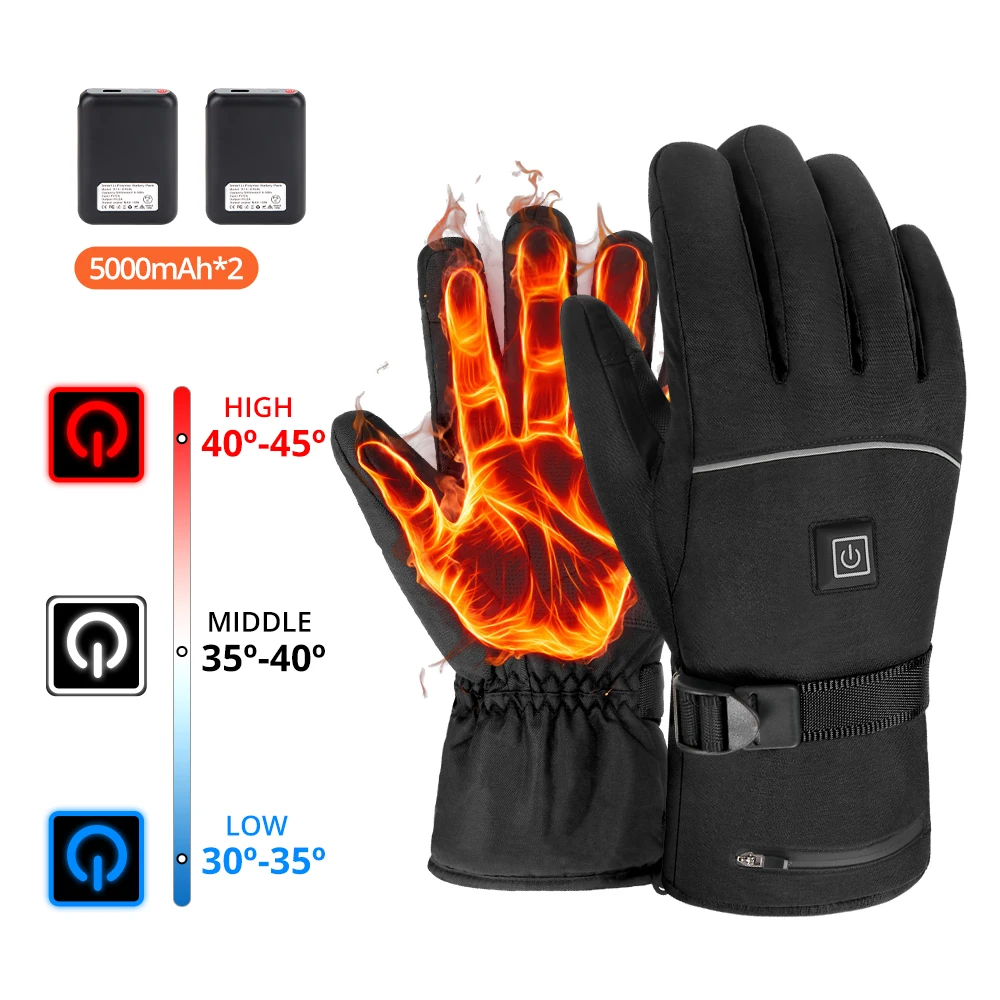

Heated Gloves Winter Warm Gloves Men Women Snowboard Touchscreen Heating Rechargeable Gloves Waterproof Camping Hiking Skiing