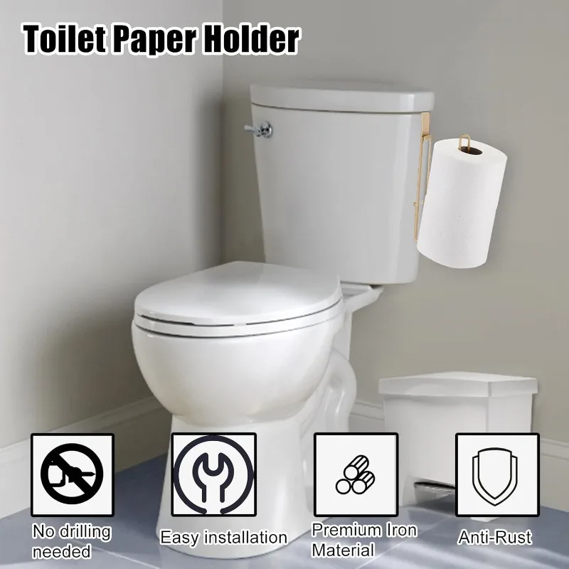 Light Luxury Toilet Paper Holder  Wall-Mounted Self-Adhesive Metal Roll Dispenser for Bathroom Kitchen -Elegant Bathroom Fixture