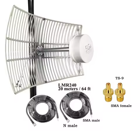 UWB Parabolic Grid Antenna for Long-Range Signal Booster - Full Band Coverage,Compatible with ZTE, Huawei,3G,4G,5G,698-6000MHz