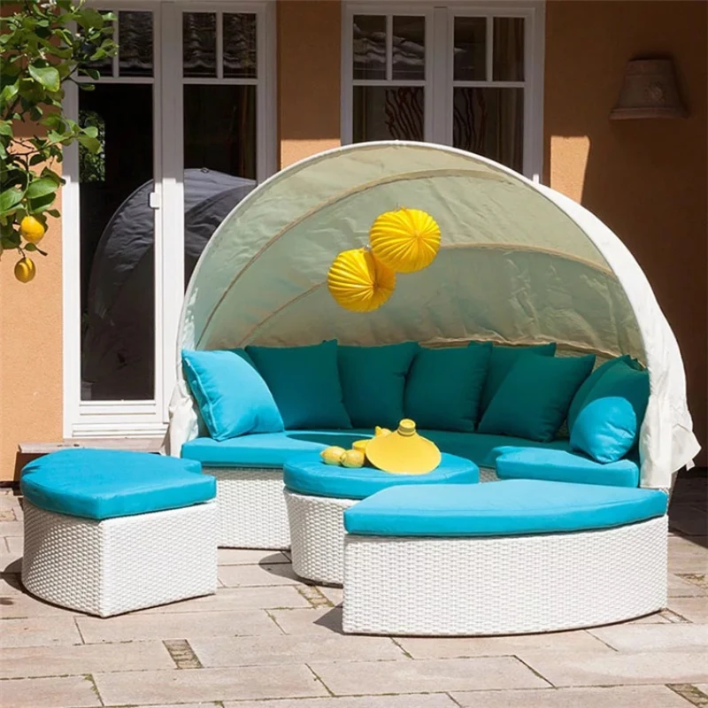 

Outdoor furniture Balcony Swimming pool Lazy bed Creative round bed Rattan sofa combination