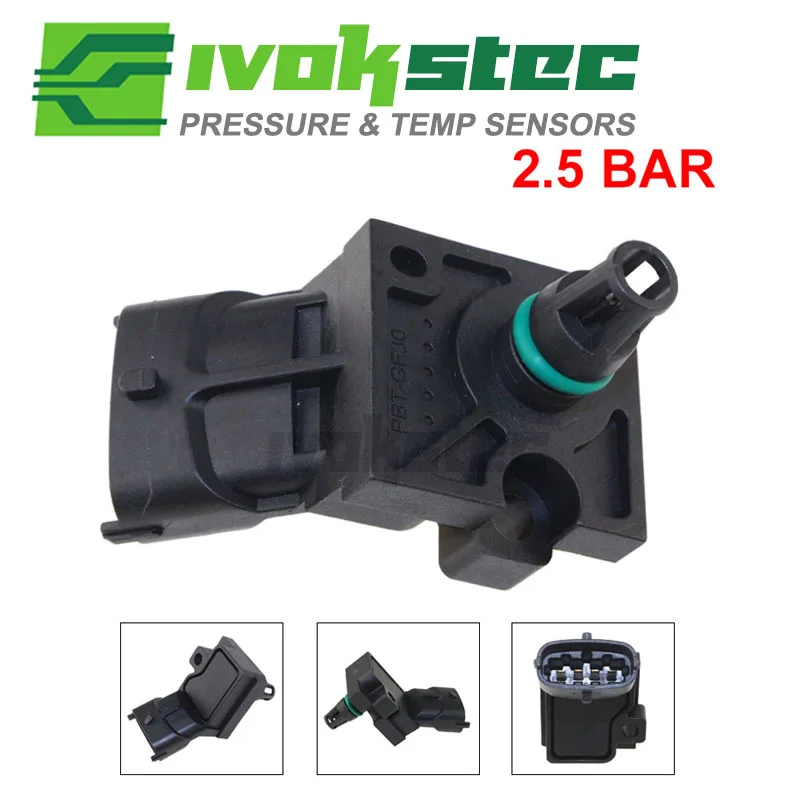 2.5BAR Intake Air Turbocharger Boost Pressure Map Sensor For Volvo S60 S80 V70 XC90 2.0l 2.3l 2.4l 2.5l 2.9 8677288 0261230090