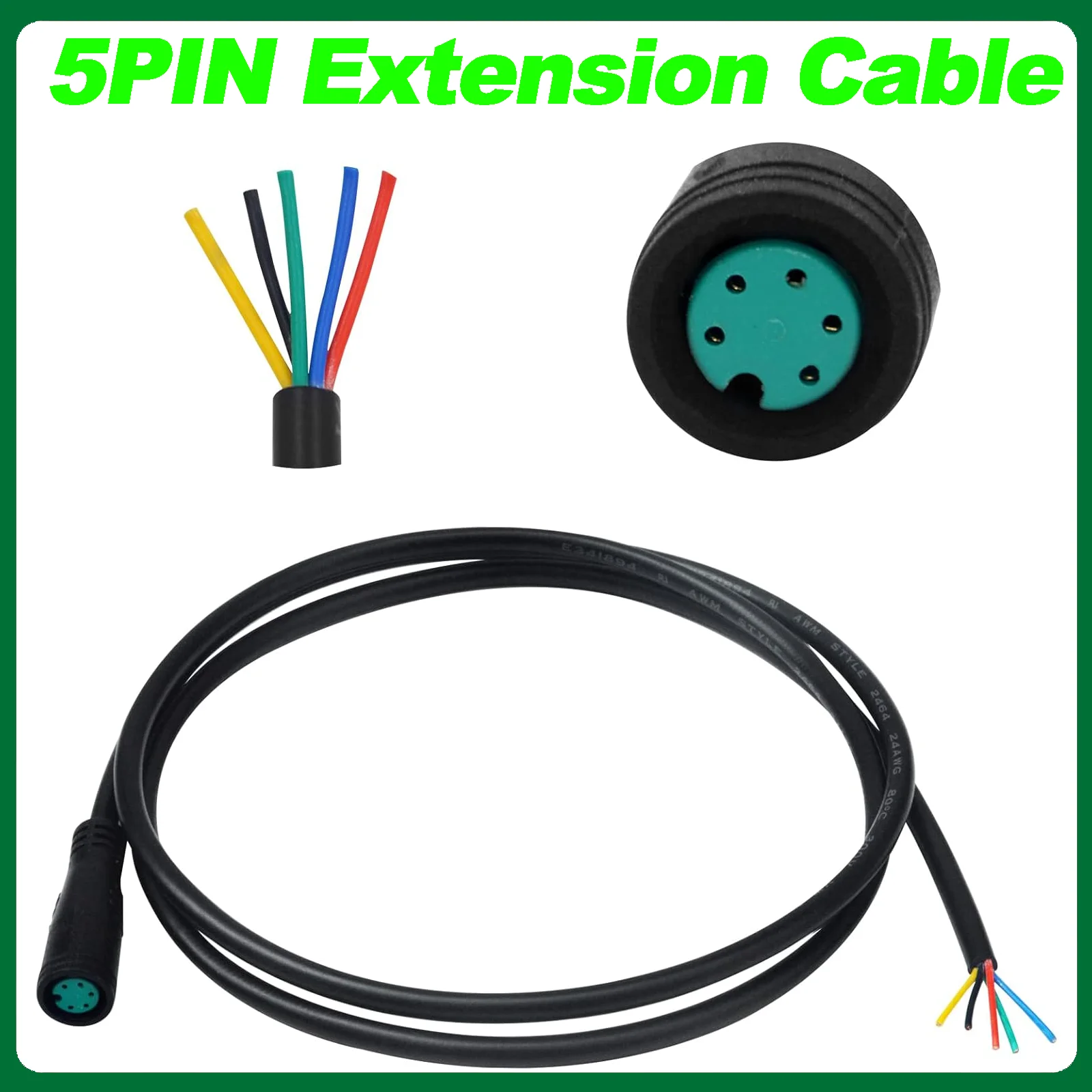 5Pin ذكر إلى أنثى M/F تمديد كابل مقاوم للماء. كابل تمديد المحرك المتوسط لكابلات تمديد عرض بافانغ للدراجة الكهربائية
