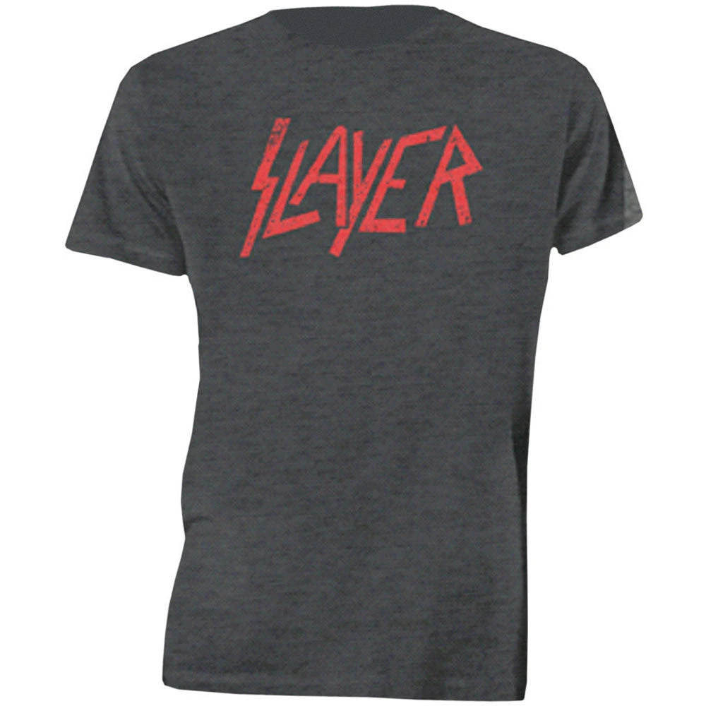 Image of Distressed Logo Slayer Band T-Shirt Baumwolle Grafik-T-Shirt Herren Damen Sommer Streetwear