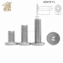 5-50p CM M2 M2.5 M3 M4 M5 M6 M8 304 stainless steel Hex Hexagon Socket Ultra Thin Super Low Flat Wafer Head Allen Cap Screw Bolt