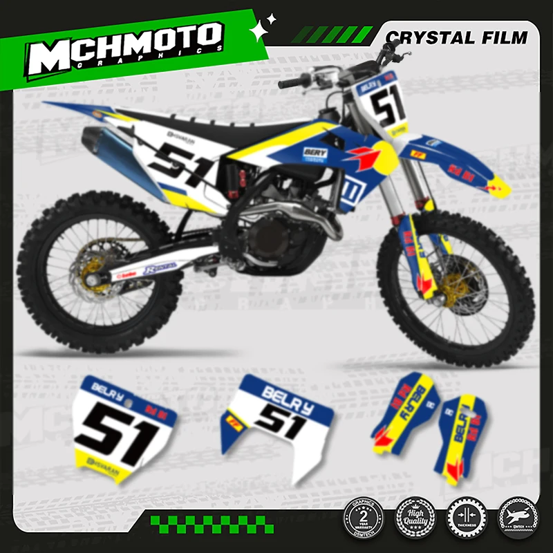

MCHMFG Custom Team Motorcycle Graphics Decals Stickers Kit for Husqvarna Decal 19-22 TC FC TX FX FS 20-23 TE FE 125-450CC 004