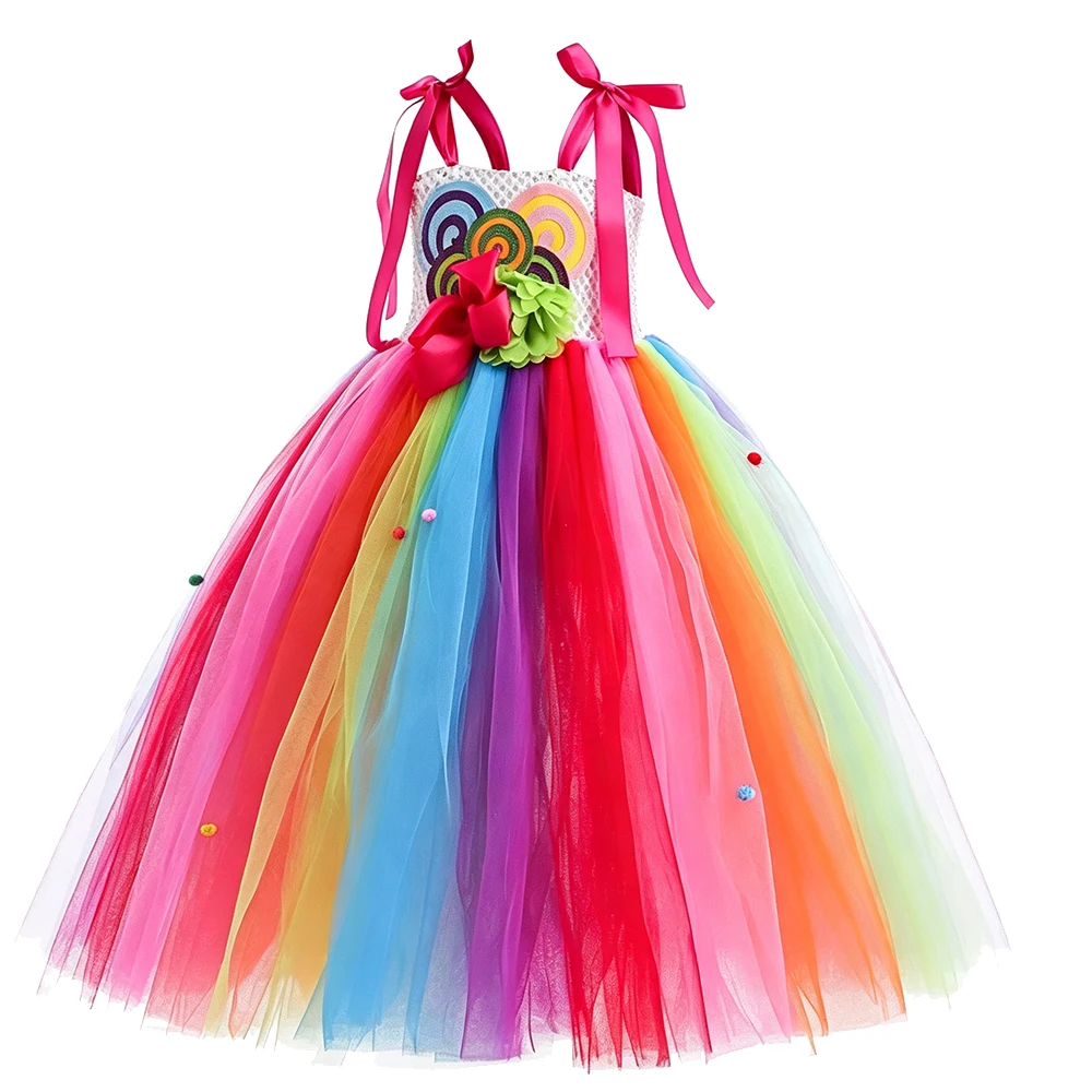 Halloween-Karnevalskostüm für Kinder, Lollipop-Kleidung, Purim-Kostüm, Hübsches Tutu, Flauschiges Bonbon-Prinzessinnen-Ballkleid – Detail 5