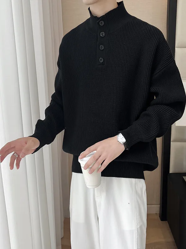 

Autumn Winter Loose Knitted Sweater f High Collar Color Casual Sle Youth Faion Chinese Brandl Long Sve Top