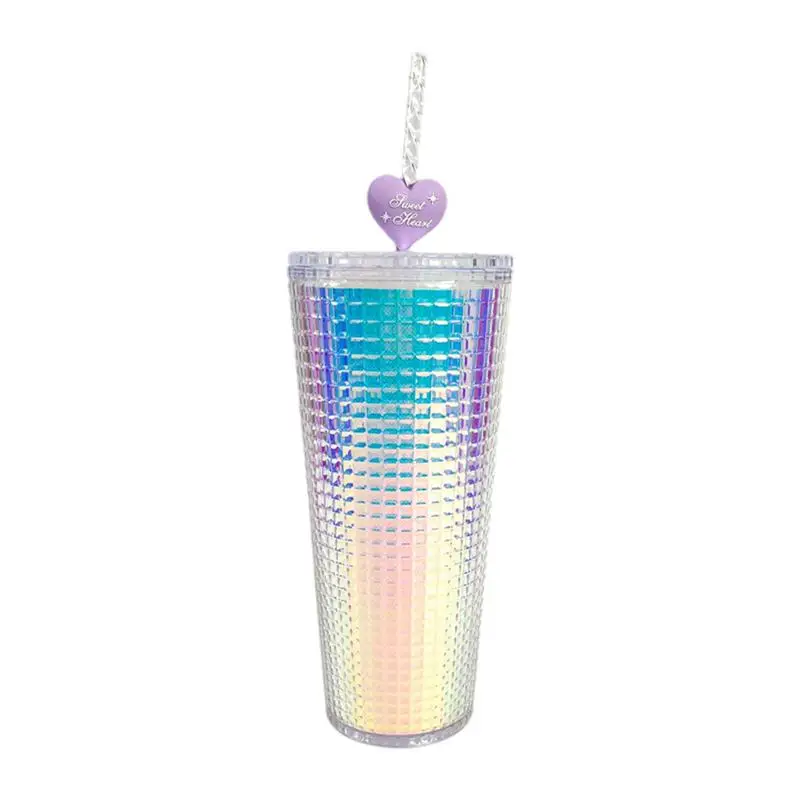 Bling Bottle Studded Travel Cup With Lid And Straw Large Capacity Cups For Tea Coffee Ice Cubes Smoothie Iced Water Thickened