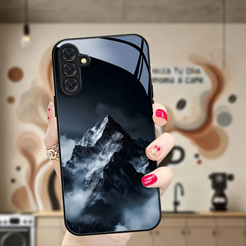 Realistic snow-capped mountain electroplated glass phone case for Samsung Galaxy S26 S25 S24 S23 S22 S20FE/Ultra/Plus drop Cover