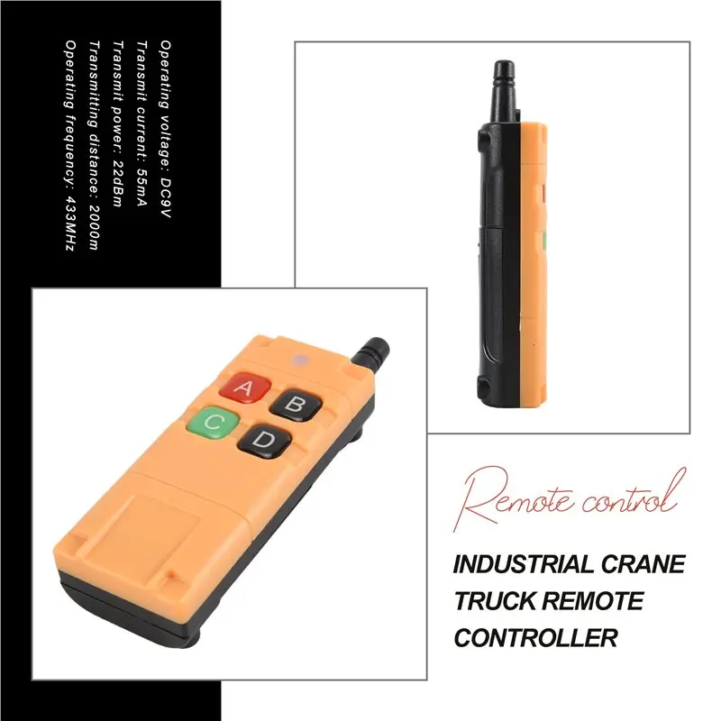 ABKQ-High Power Waterproof And Drop-Proof Industrial Wireless Remote Control EV1527 Chip ASK 2000M Long Range 433Mhz Durable 4 B