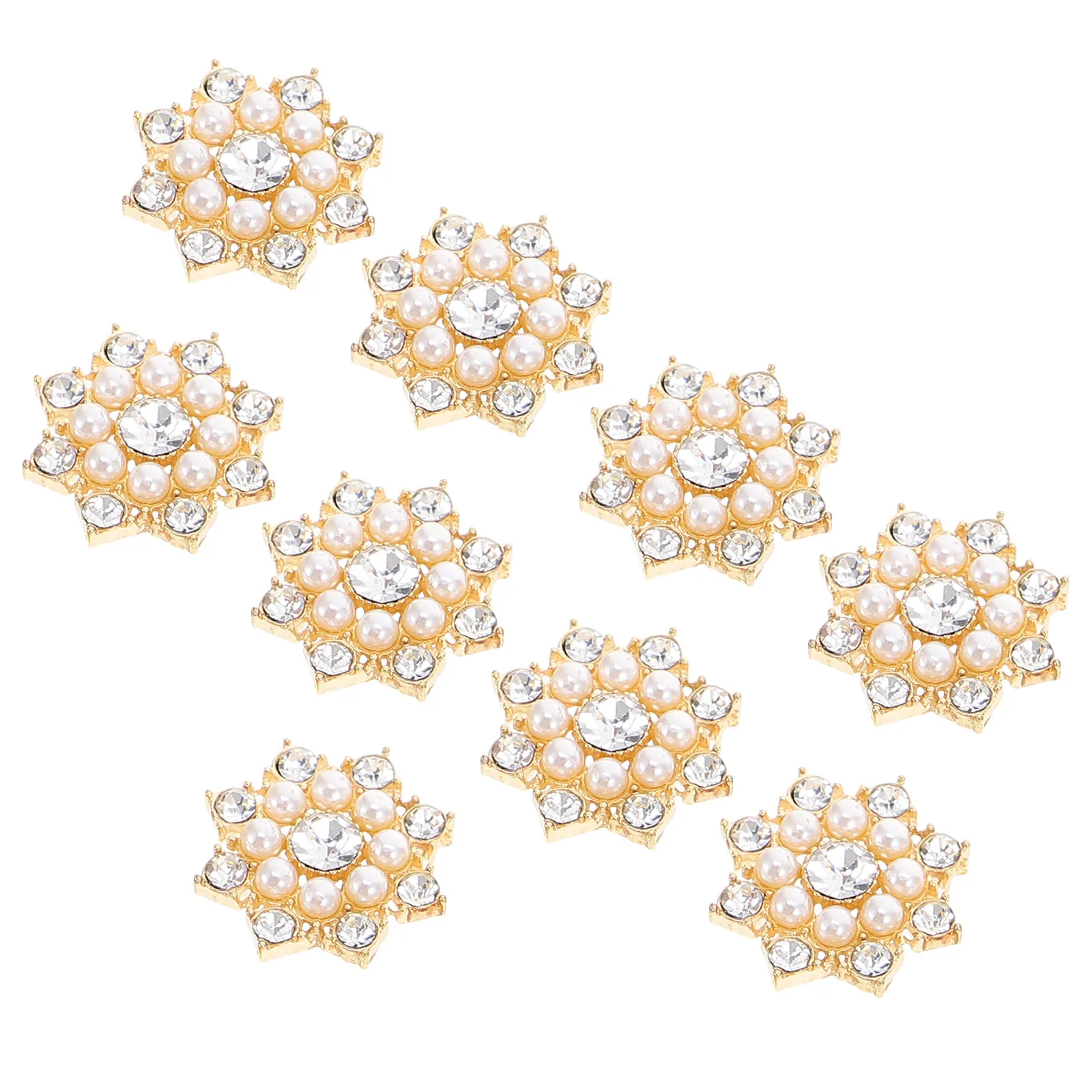 50Pcs Snowflake Crystal Pearl Hair Clip DIY Accessories Alloy Jewelry Making Material for Phone Case Bag Chain Ear Drop