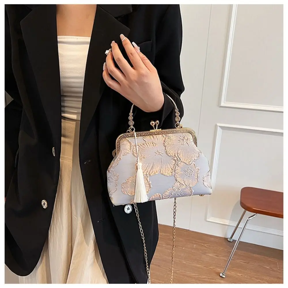 Silk cloth Chinese Style Handbag High Quality Chinese Style White Women's Bag Elegant Square Bag