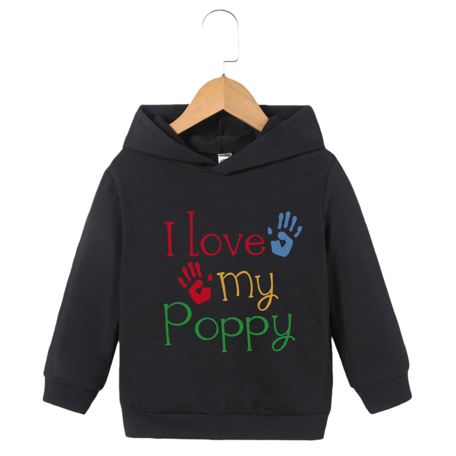 

I love my poppy letter print, children's casual pullover long sleeved hoodie, spring and autumn winter hoodie