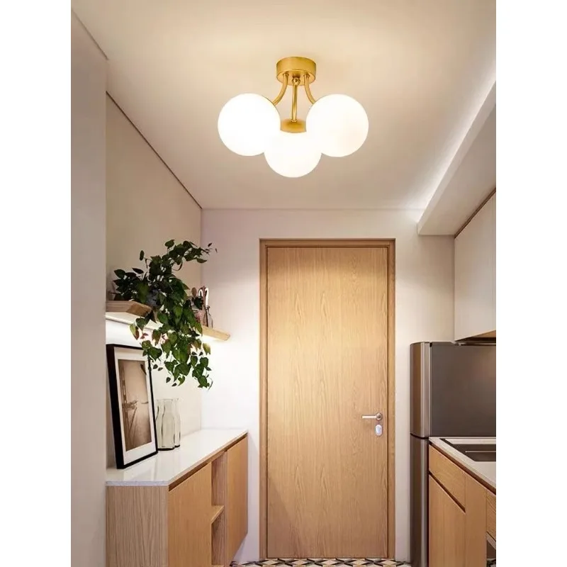 

Nordic Modern Minimalist LED Dining Lamp Frosted Glass Aisle Light Study Bedroom Golden Magic Bean Ceiling Lamp Home Decor Led
