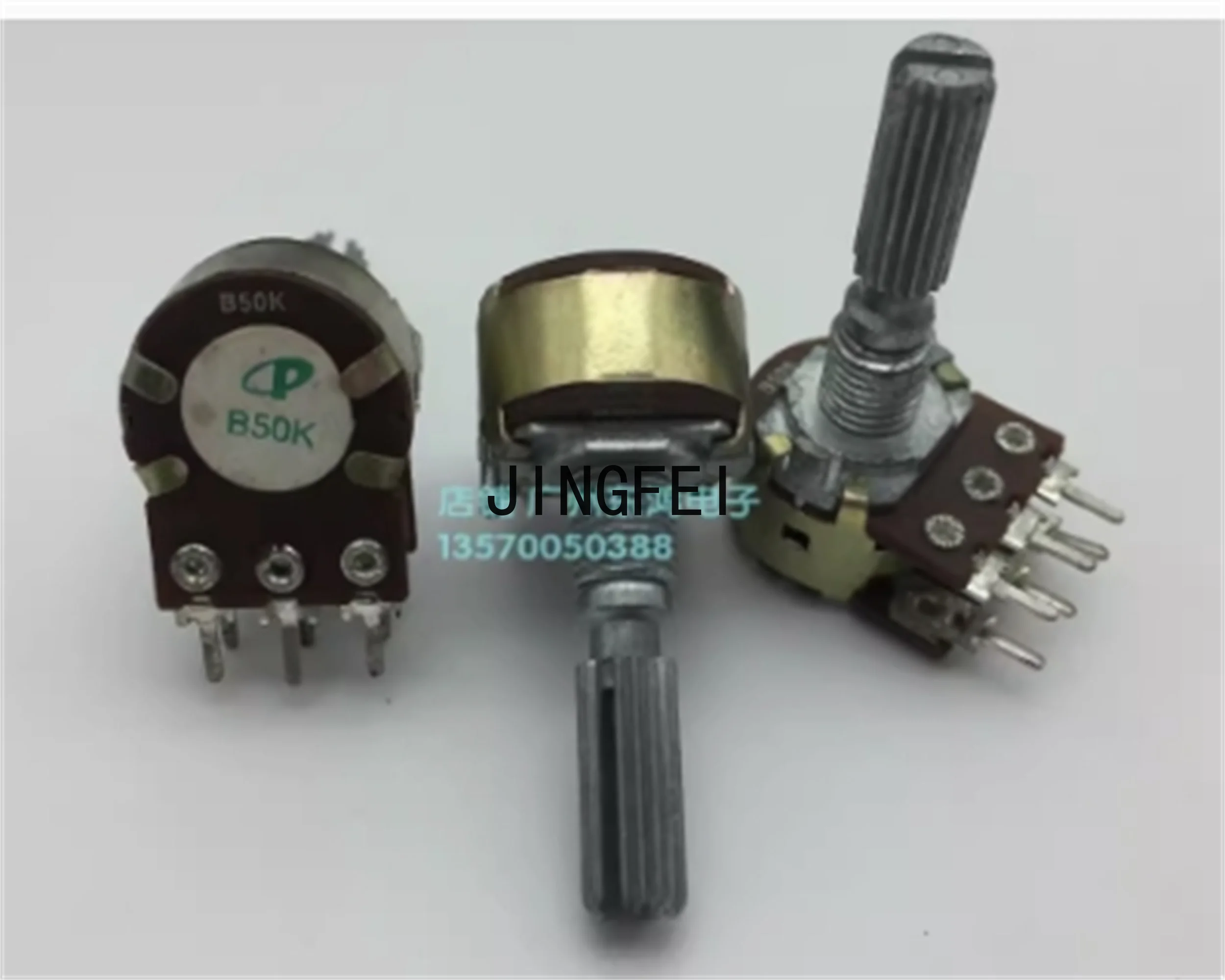 3   pcs 16 type dual potentiometer B50K with stepper serrated shaft length of 25MM dual channel 148 type volume potentiometer