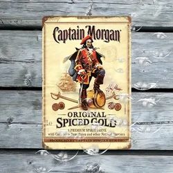 Captain Morgan Vintage Metal Sign Rum Brand Retro Tin Label Funny Poster Decoration Perfect for Bar Pub Club and Man Cave