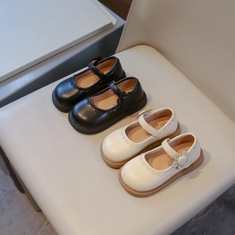 

Детские туфли из искусственной кожи для девочек, весна-осень, новый корейский стиль, черные туфли-мэри-джейн для принцесс, повседневные туфли для детей