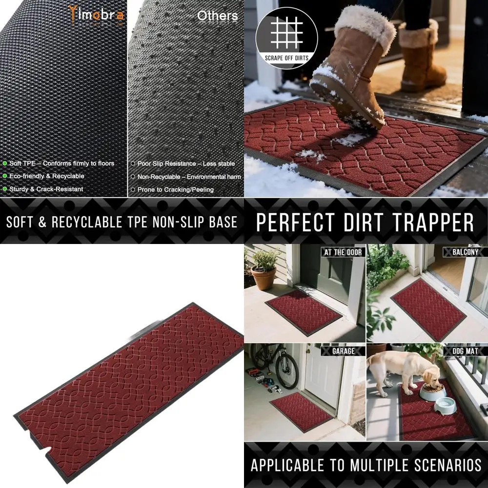 

All-Season Outdoor Runner Mat, 72x24, Heavy-Duty Water-Resistant Door Mat, Non-Slip, Easy to Clean, Red