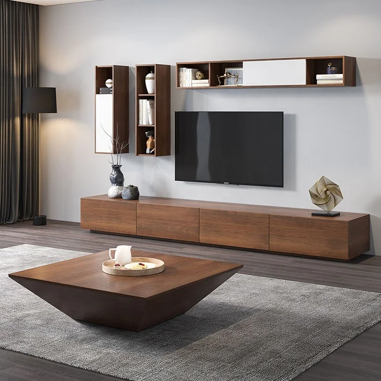 リビングルームの家具モダンな黒い木製テレビキャビネット