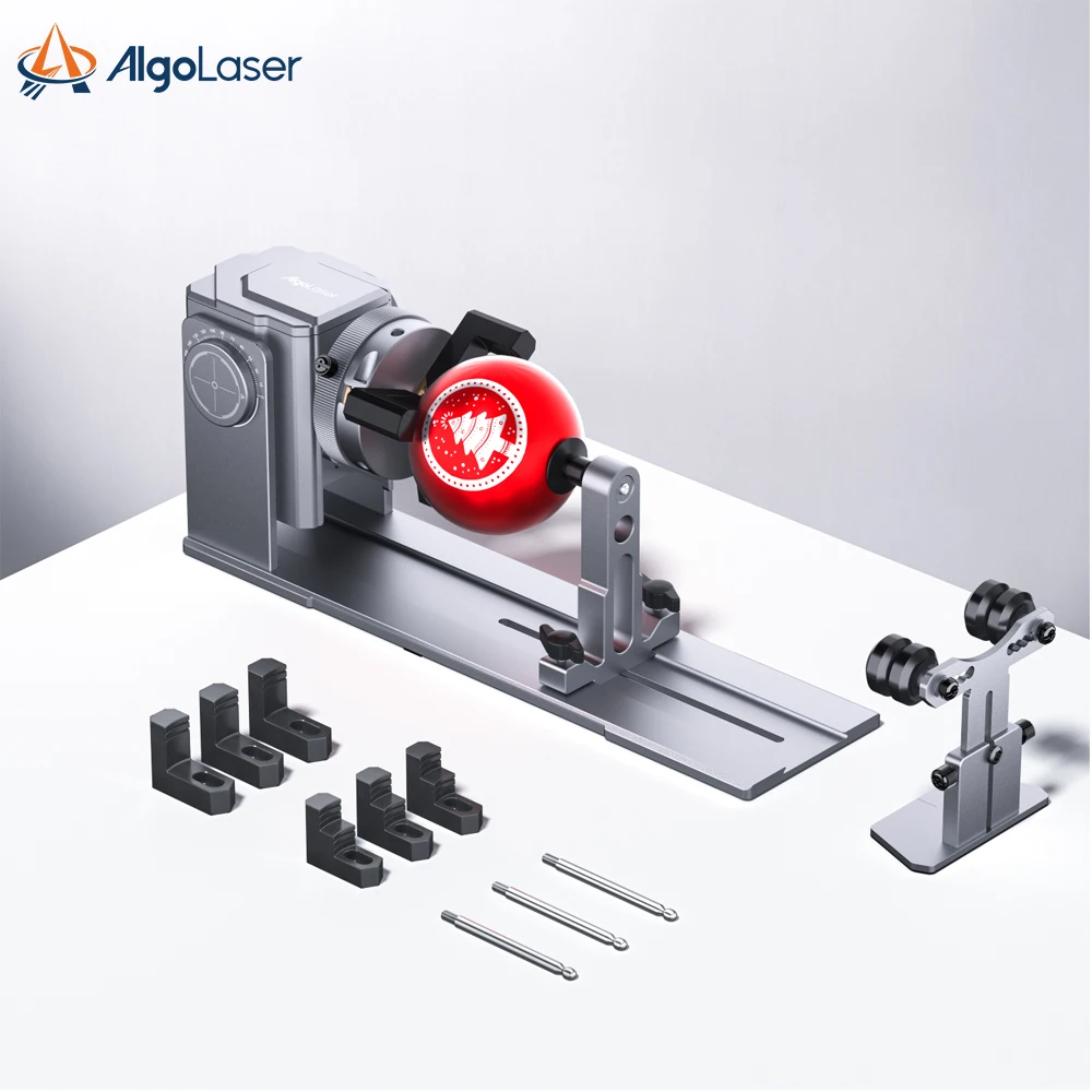 Multi-functional Chuck Rotary for Laser Engraver 4-in-1 Laser Rotation Chuck 180°Adjustment for Engrave Rings Spherical Objects