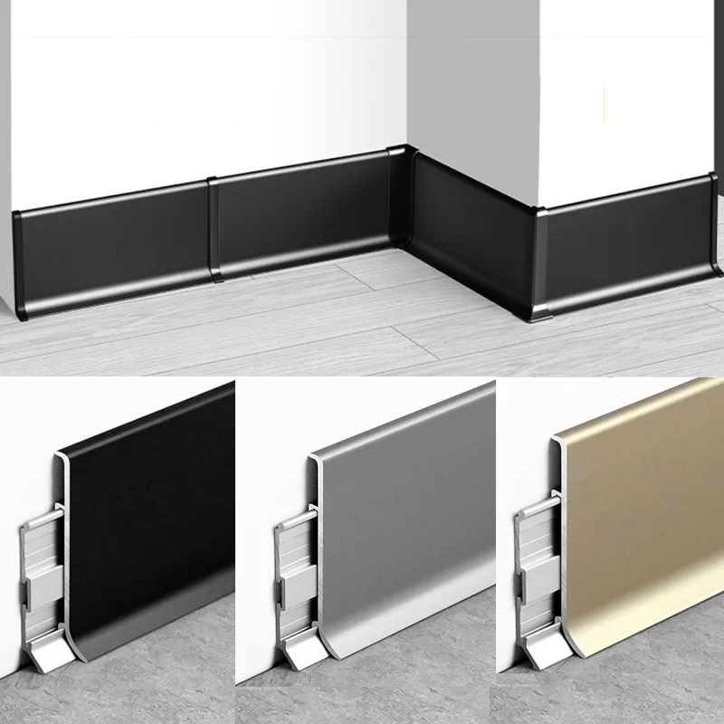 

Ultra-Thin Aluminum Profile Skirting Line Narrow Double-Layer Buckle Channel Hidden Floor Corner Wall Linear Baseboard H8/6CM