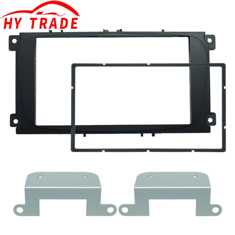 

HY Black Car 2DIN Audio Radio Fascia Frame for Ford Mondeo 2007/C Max Dash Trim Face Plate Panel Kit#1720