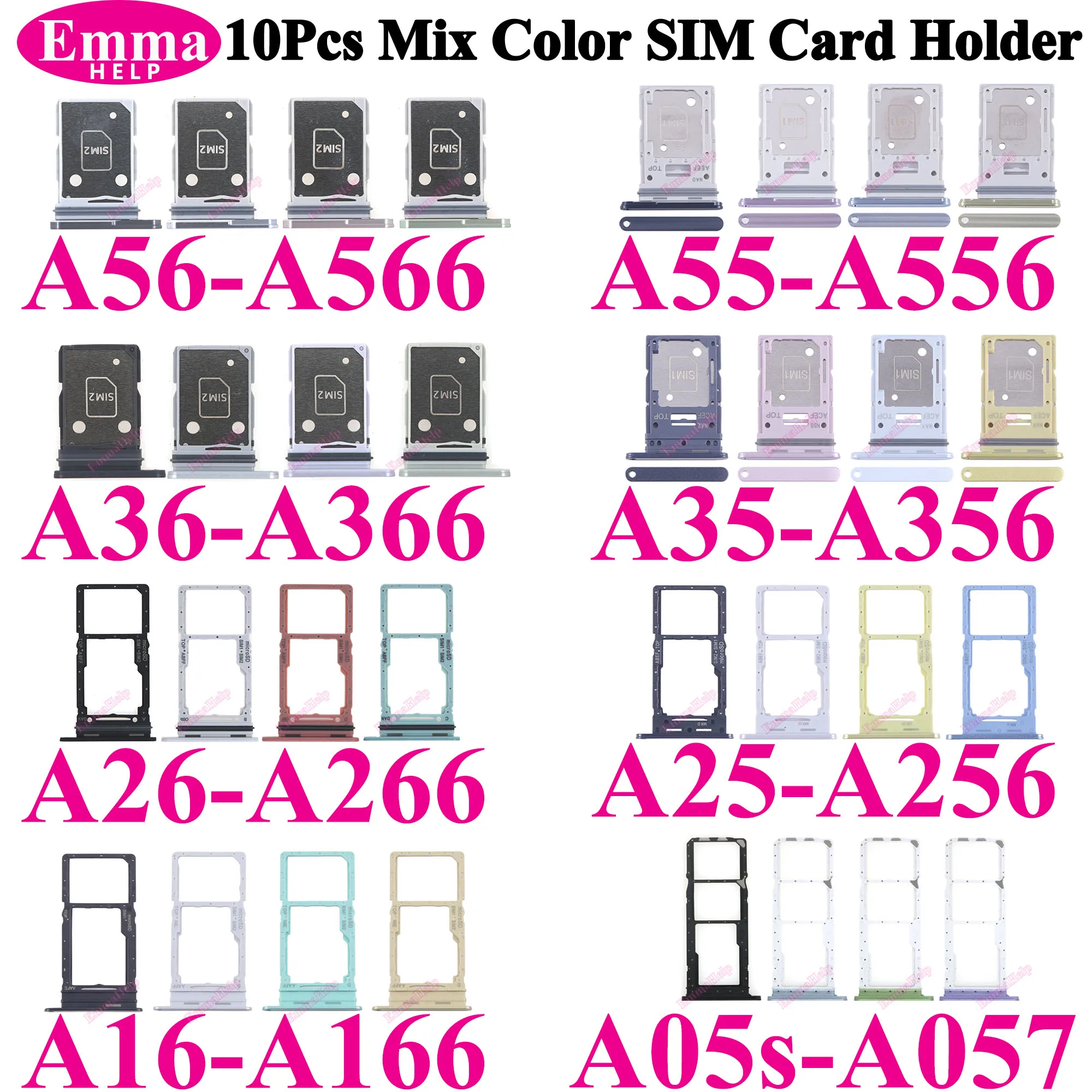 For Samsung A06 A16 A26 A36 A56 A05 A05s A15 A25 A35 A55 SIM Chip Tray Slot Sim Card Holder Pocket A066 A165 A166 A266 A366 A566