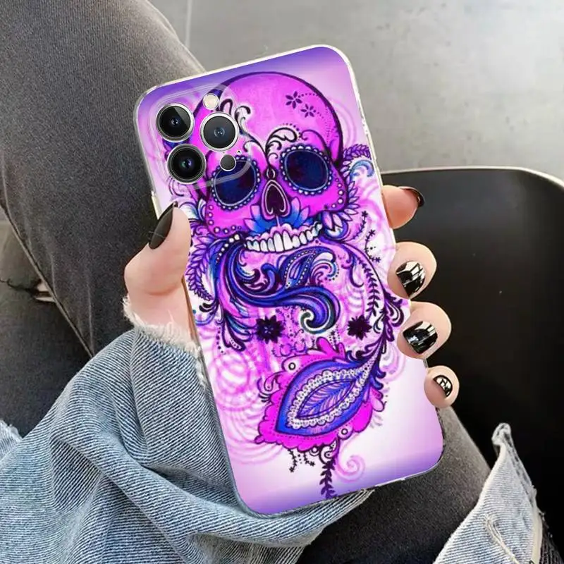 Mexican Catrina Skull Cover Phone Case Silicone Soft for iphone 14 13 12 11 Pro Mini XS MAX 8 7 6 Plus X XS XR Cover