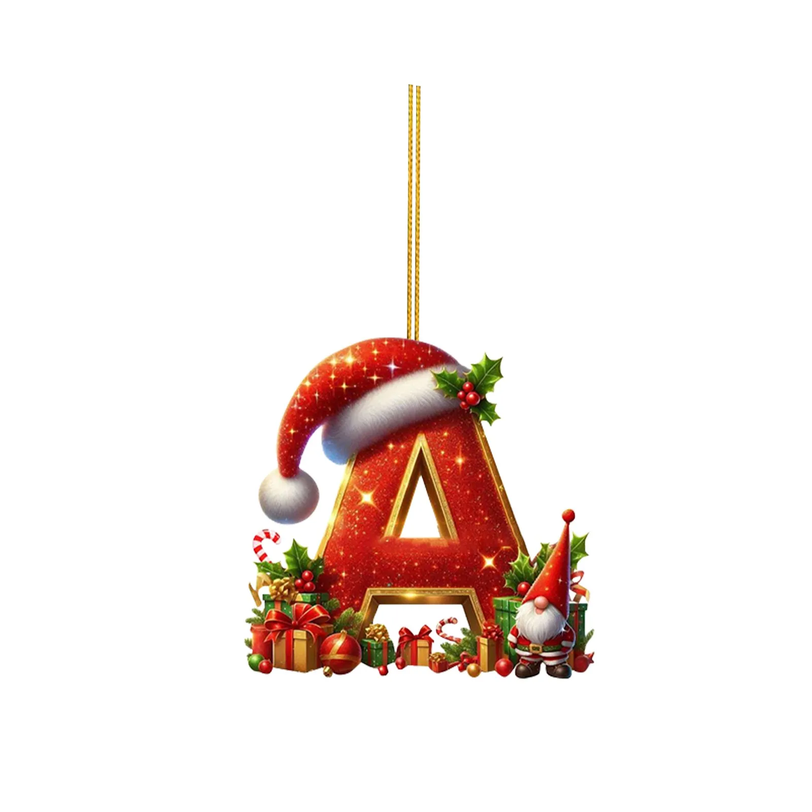 2D Christmas 26 Letters Ornament Flat Hanging Pendant Personalized Holiday Festive Tree Decor Gift For Christmas Party Ornament view 3