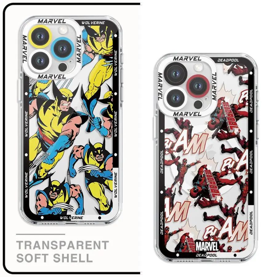 Funda de teléfono de Marvel Deadpool Lobezno para Moto G32, G22, G52, 2022, G71, G72, G73, Edge 40, 5G, 4G, cubierta suave transparente