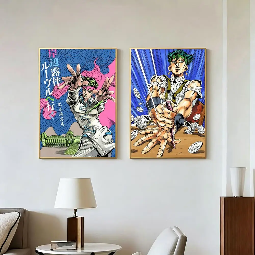 Character R-Rohan Kishibe JoJo Poster Peel And Stick Wall Art Self Adhesive PP Waterproof Wall Decor Living Room Bedroom Gift